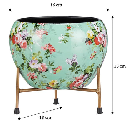 Floral Metal Planter with Stand