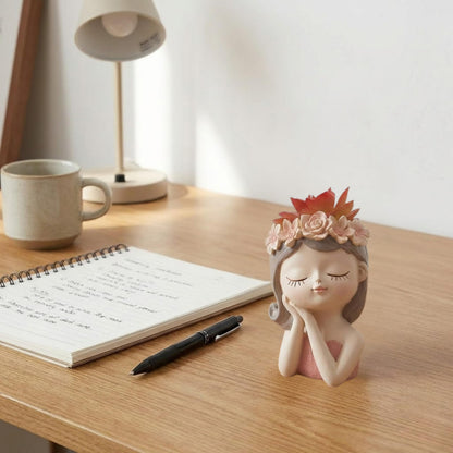 Cute Girl Resin Planter