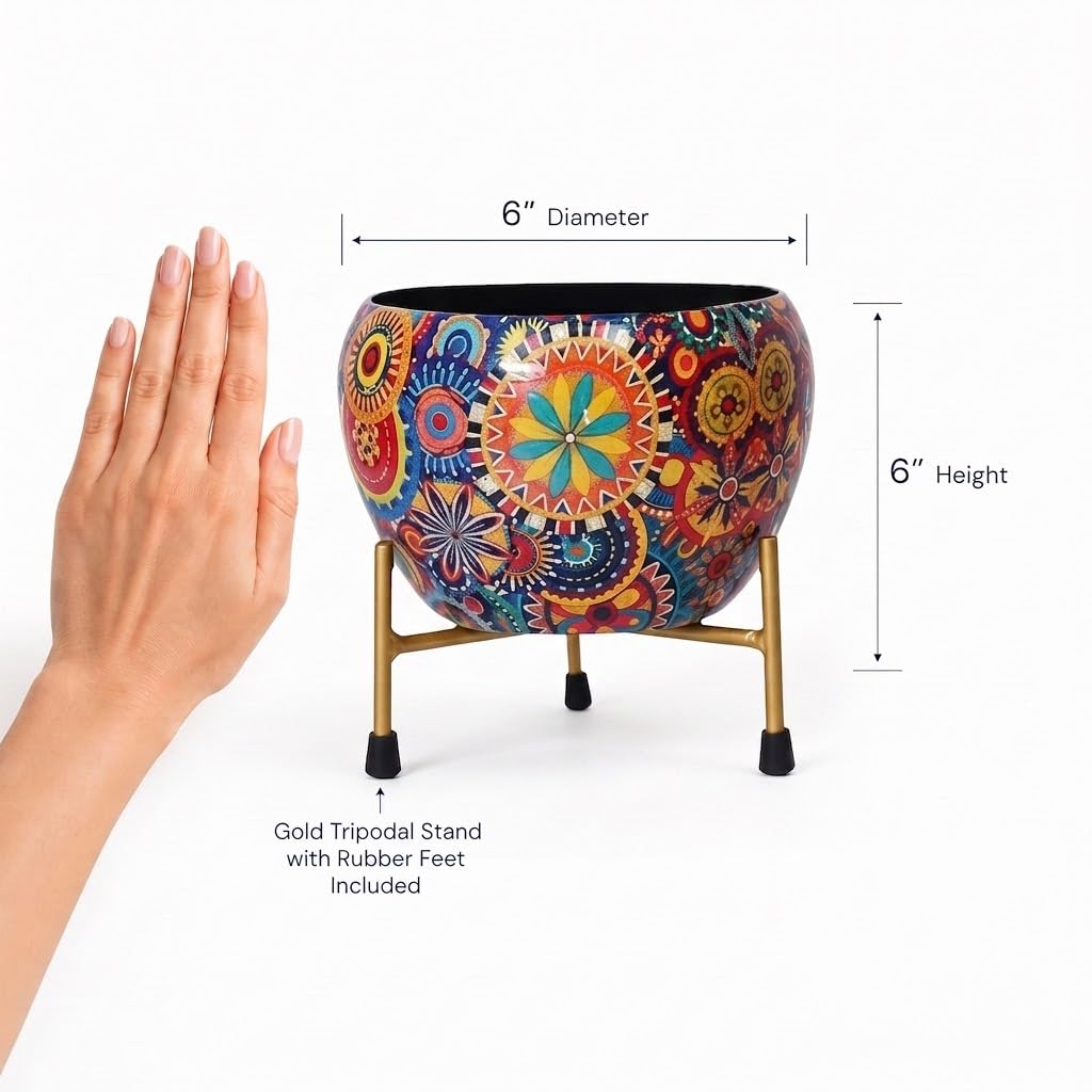 Floral Metal Planter with Stand