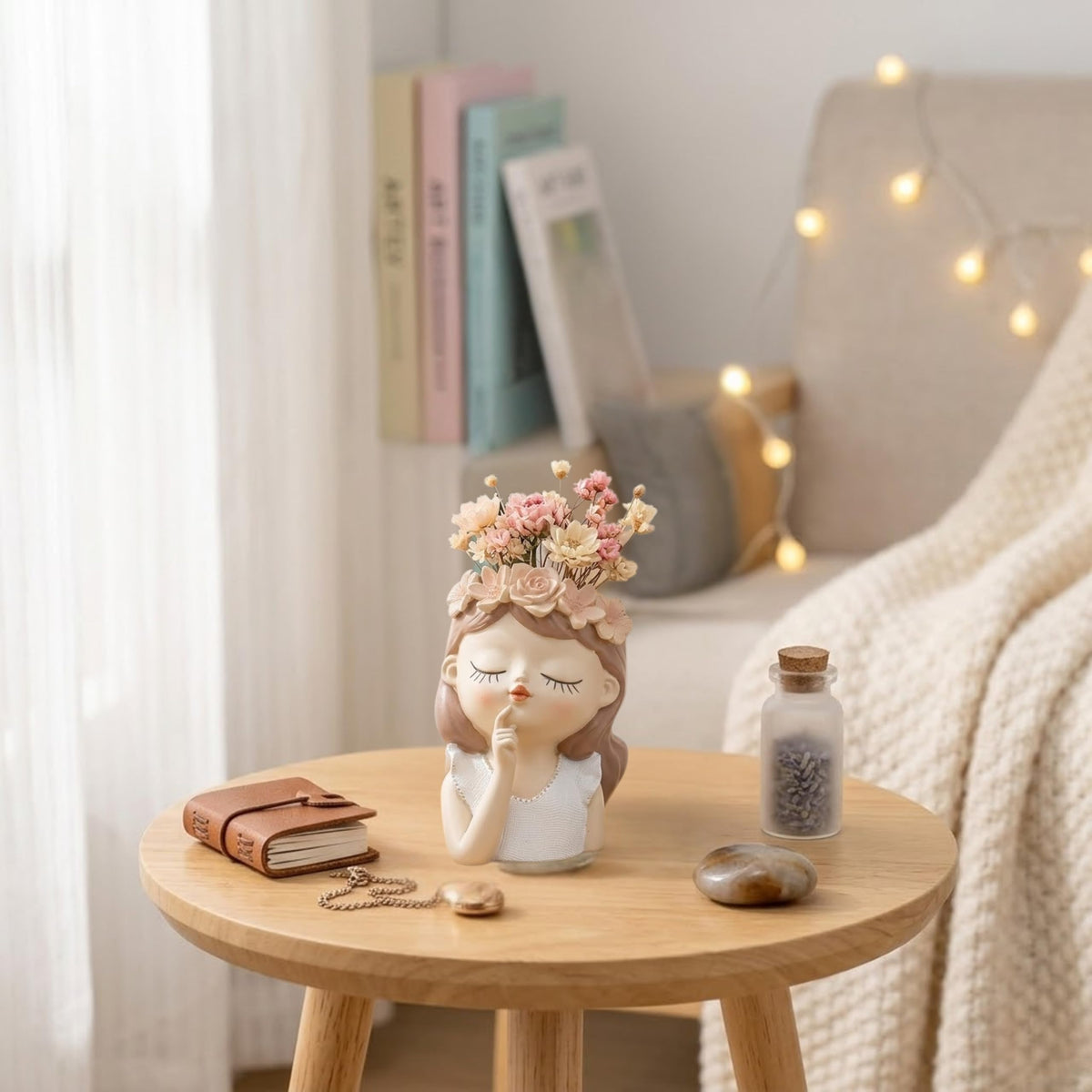 Cute Girl Resin Planter