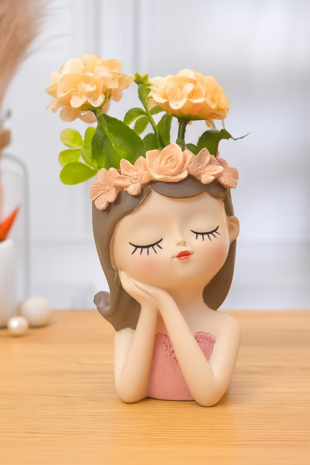 Cute Girl Resin Planter