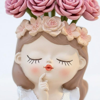 Cute Girl Resin Planter