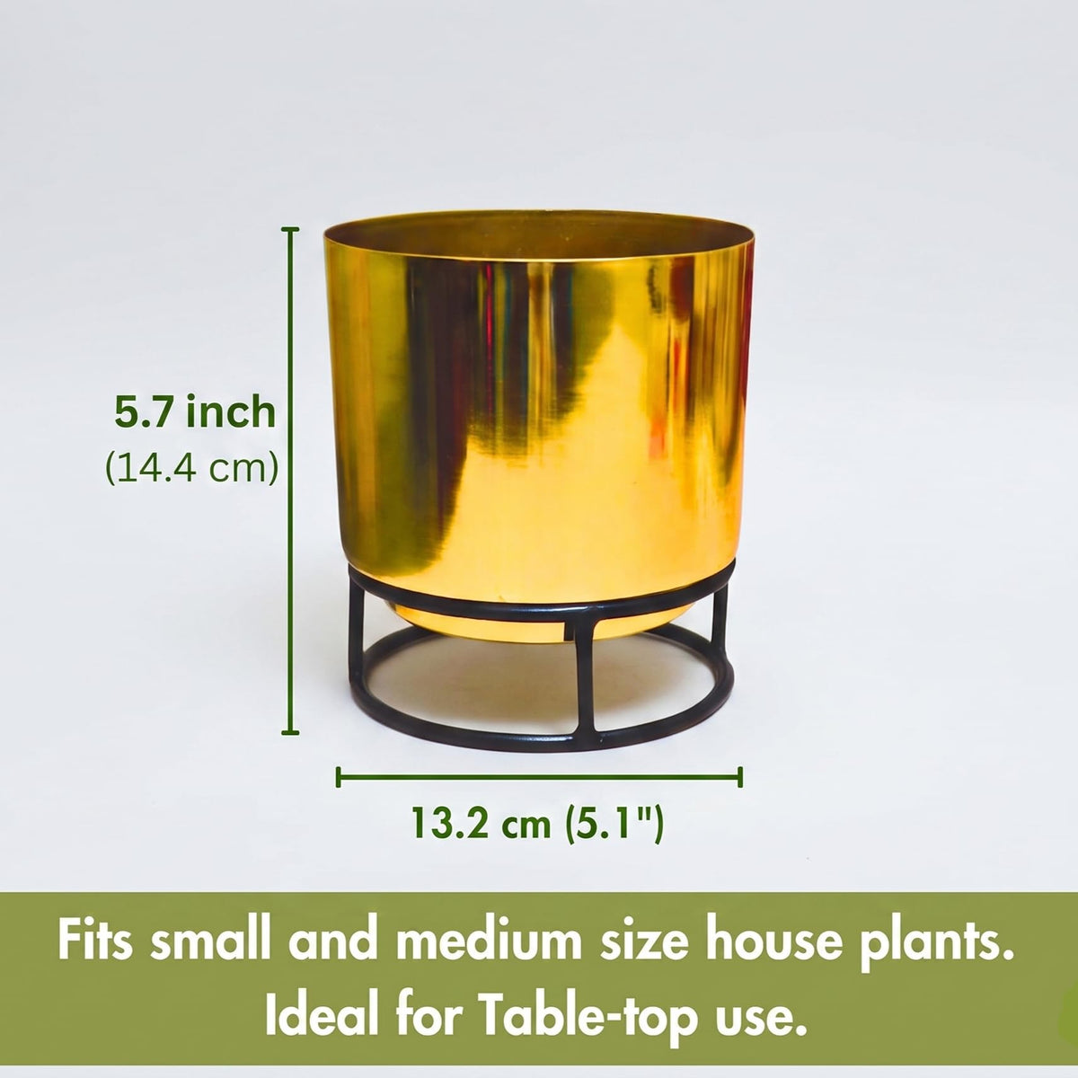 Premium Gold Metal Pot with Black Stand