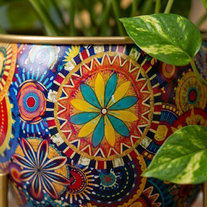 Floral Metal Planter with Stand