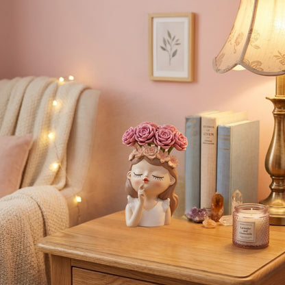 Cute Girl Resin Planter