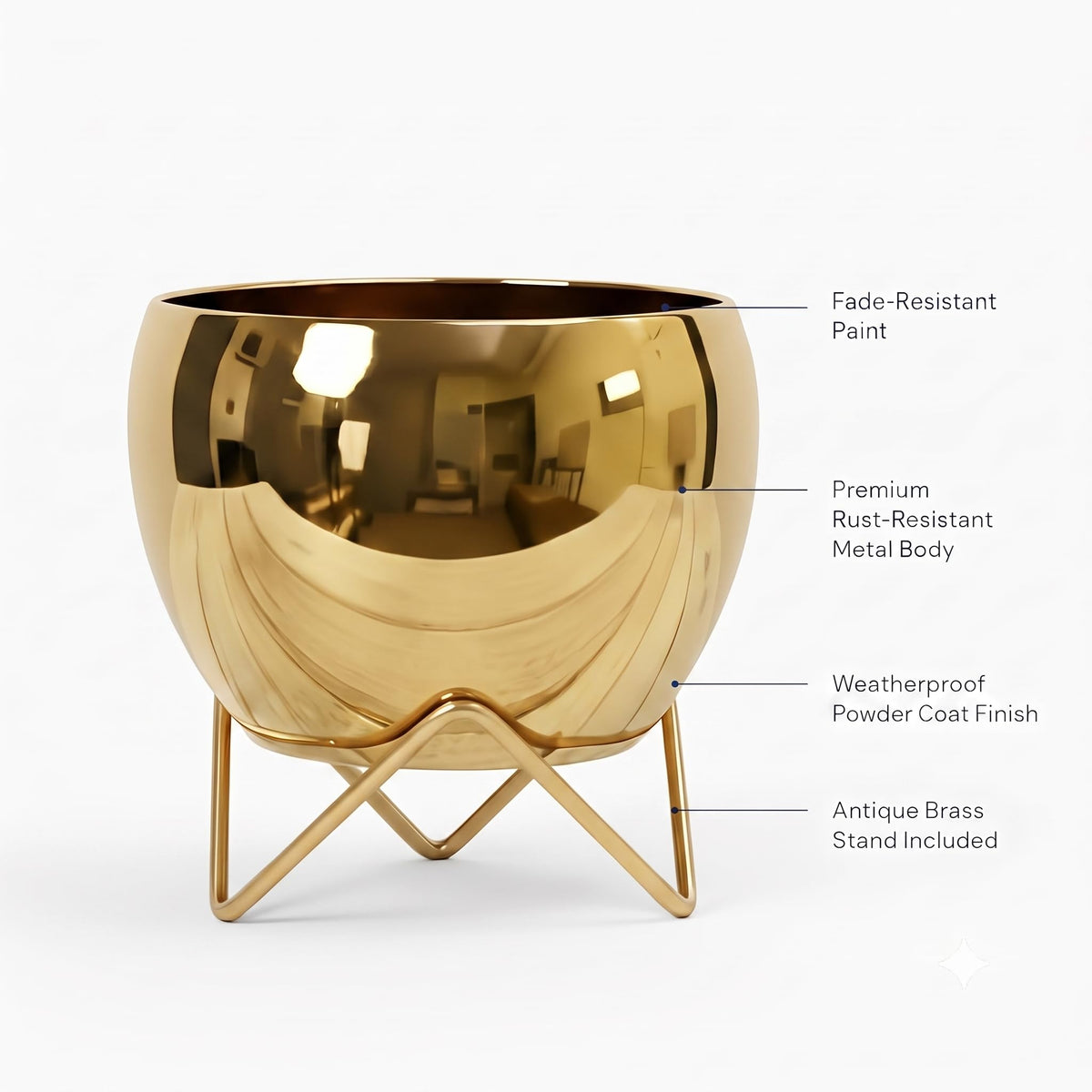 Luxury Golden Metal Pot with Stand