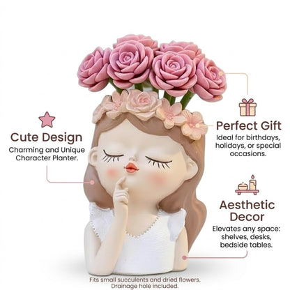 Cute Girl Resin Planter