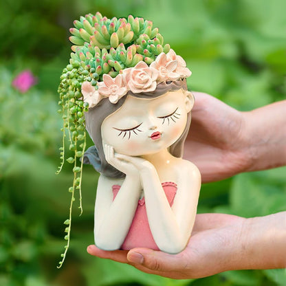 Cute Girl Resin Planter