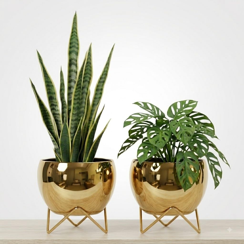 Luxury Golden Metal Planter with Stand