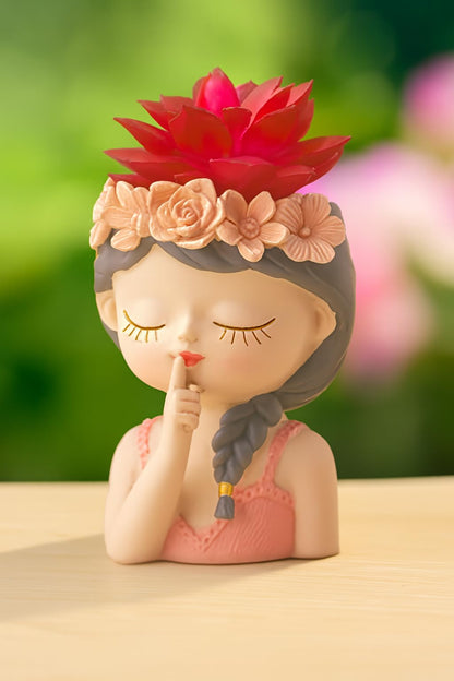 Cute Girl Resin Planter