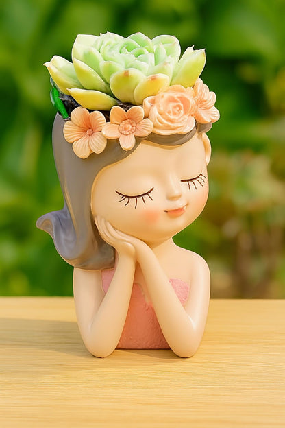 Cute Girl Resin Planter