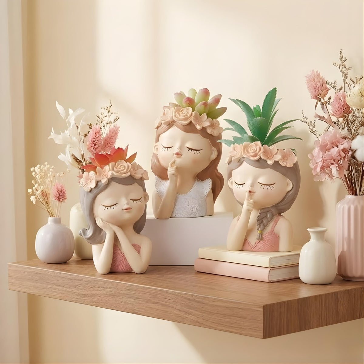 Cute Girl Resin Planter