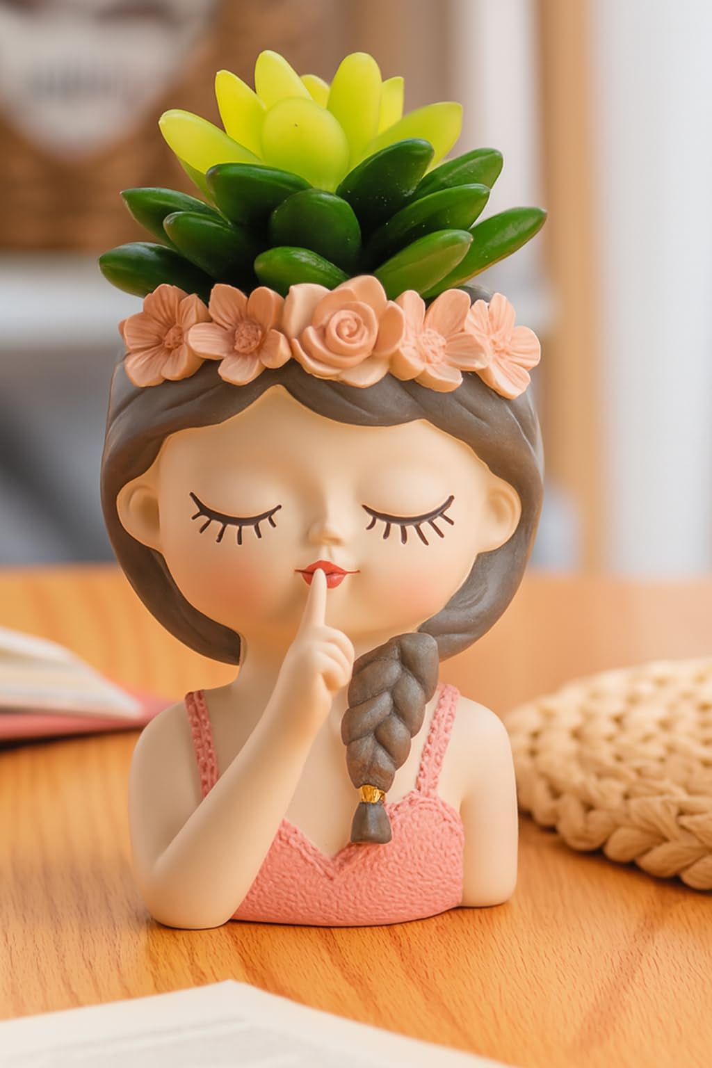 Cute Girl Resin Planter