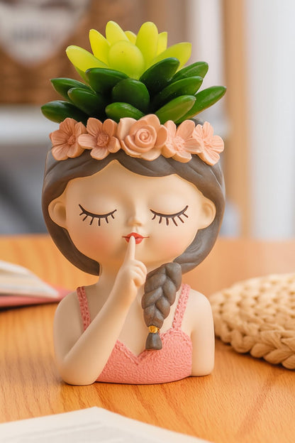 Cute Girl Resin Planter