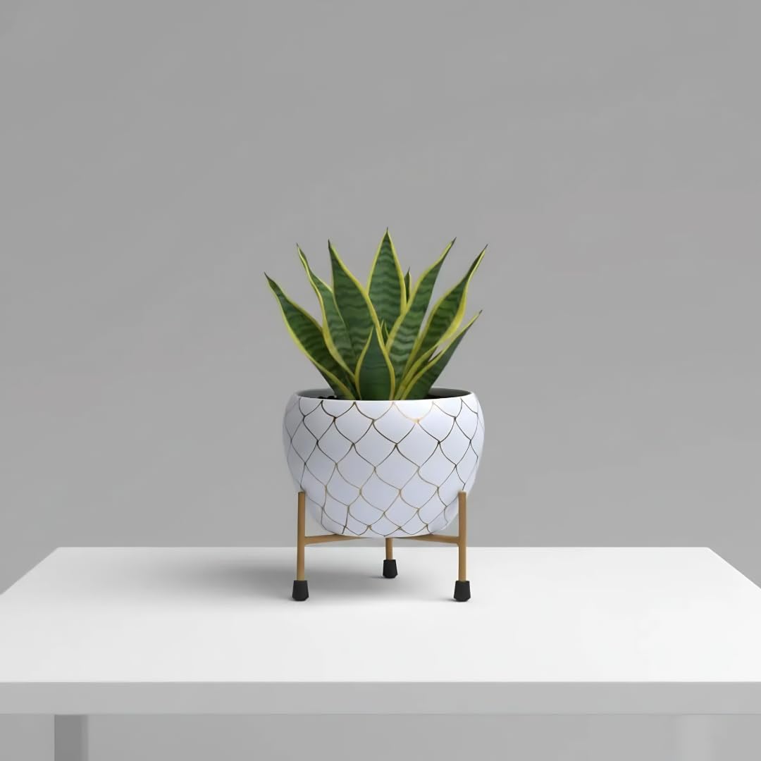 Geometric Checks Planter pot with Stand