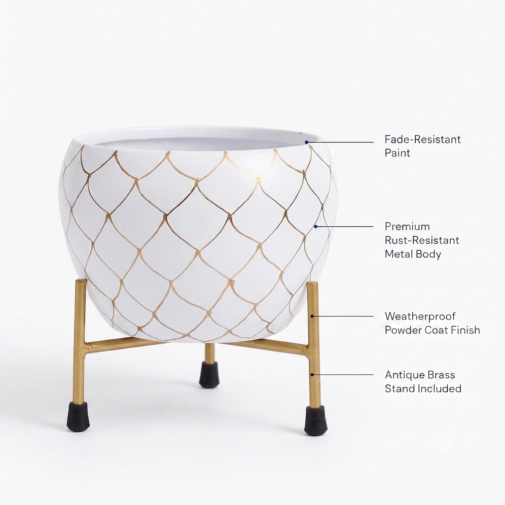 Geometric Checks Planter pot with Stand